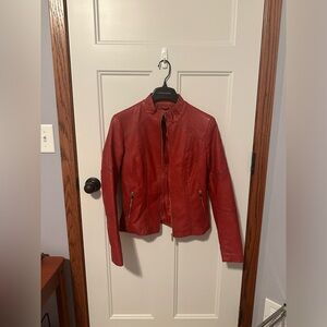 Red Faux Leather Jacket XS Extra Small